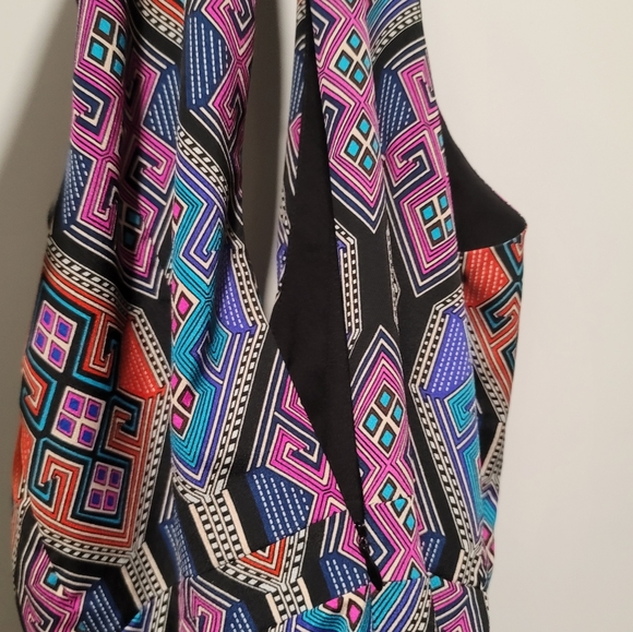 Mara Hoffan Silk Multi Colored Geometric Long Maxi Dress Size 4 - Picture 7 of 8